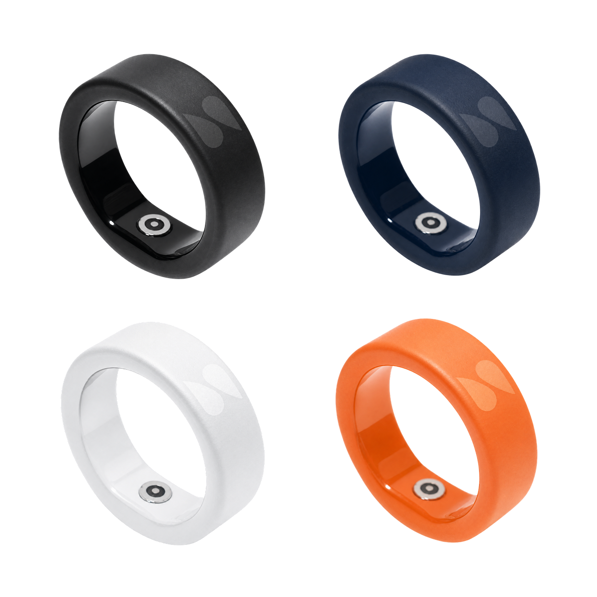 Spark Ring available in four colors - Spark Orange, Pure White, Silver Mist and Deep Charcoal - choose your favorite finish for this premium smart voice recorder ring.