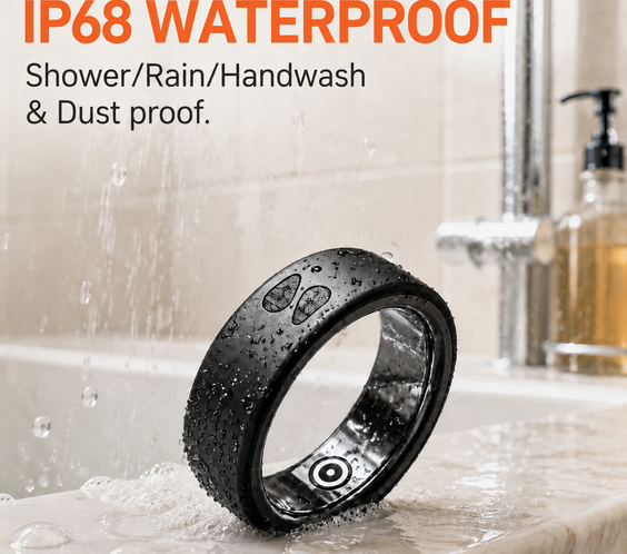 Spark Ring IP68 waterproof and dustproof - durable smart ring resistant to rain, splashes, and daily wear, perfect for active lifestyles.